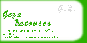 geza matovics business card